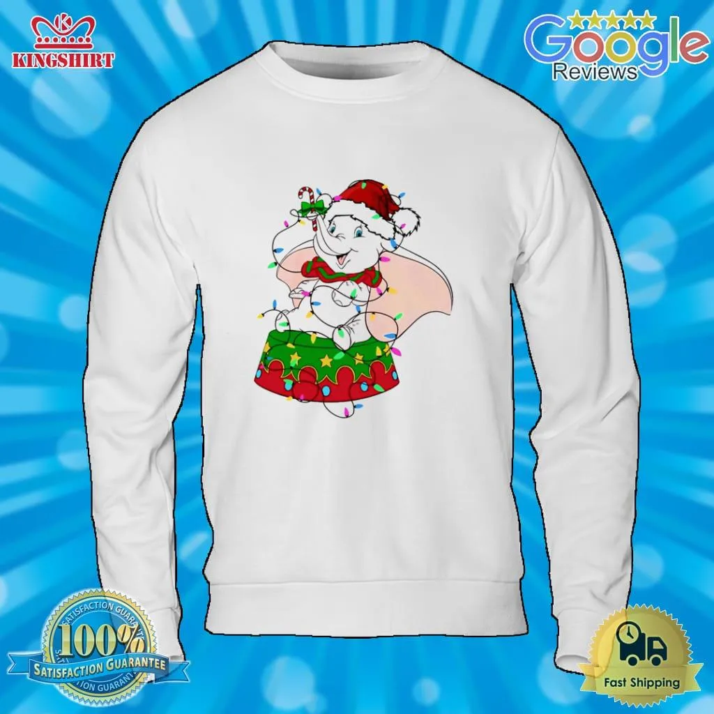 Love Shirt Santa Dumbo Christmas Light T Shirt Youth Hoodie