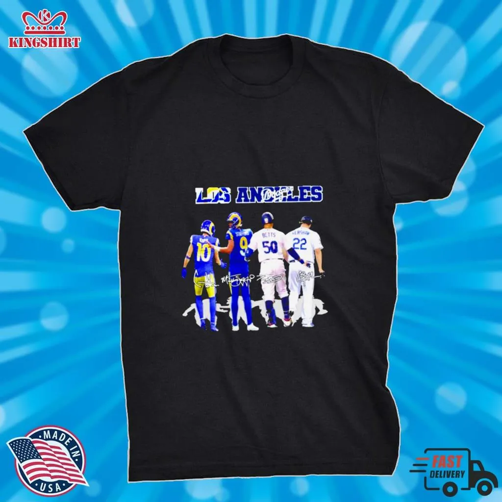 Vintage Los Angles Rams And Los Angeles Dodgers Kupp Stafford Betts And Kershaw Signatures T Shirt Youth T-Shirt
