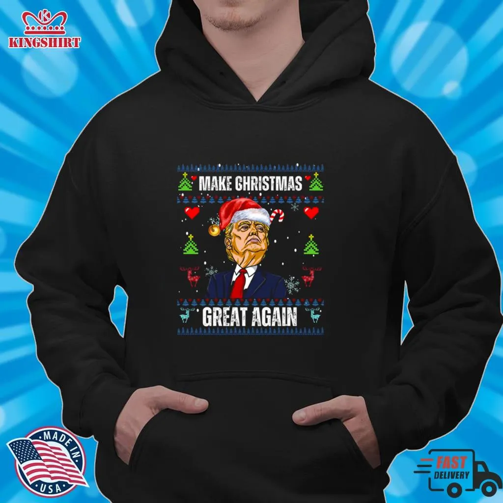 Romantic Style Make Christmas Great Again Christmas Gift Funny Trump Happy Holidays USA Shirt V-Neck Unisex
