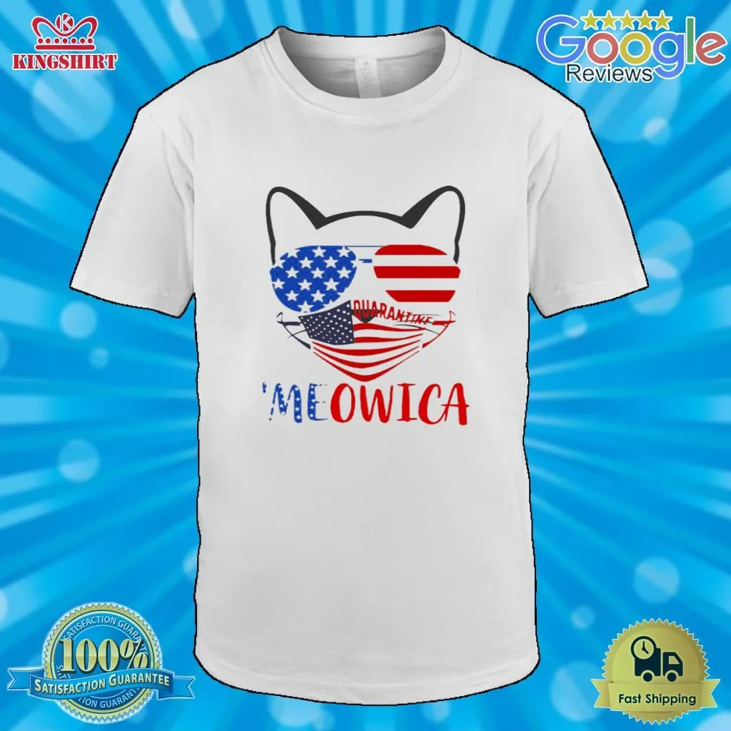 Love Shirt Pretty Meowica 4Th Of July Merica Quarantine Shirt Youth Hoodie