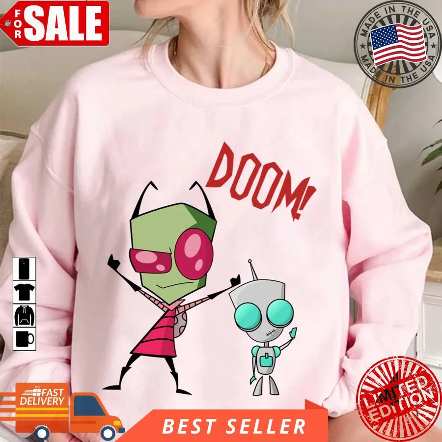 Romantic Style  Gir Doom Invader Zim Unisex Sweatshirt V-Neck Unisex