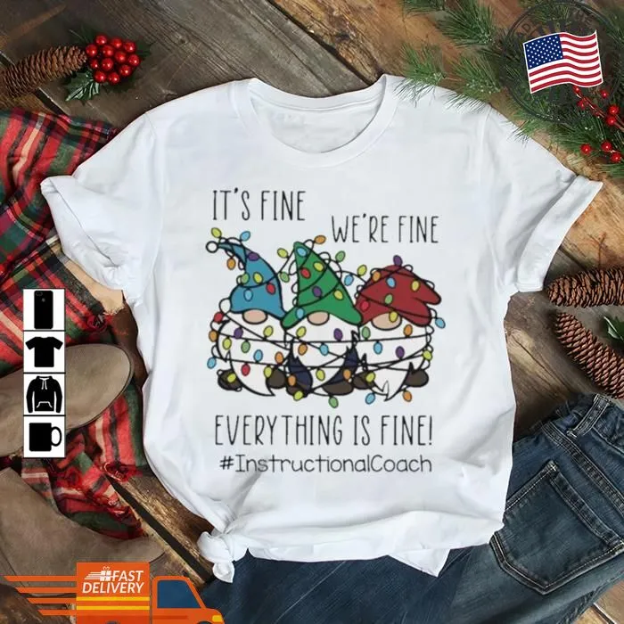 Free Style Gnome ItS Fine WeRe Fine Everything Is Fine Christmas Light Instructionalcoach Shirt Women T-Shirt