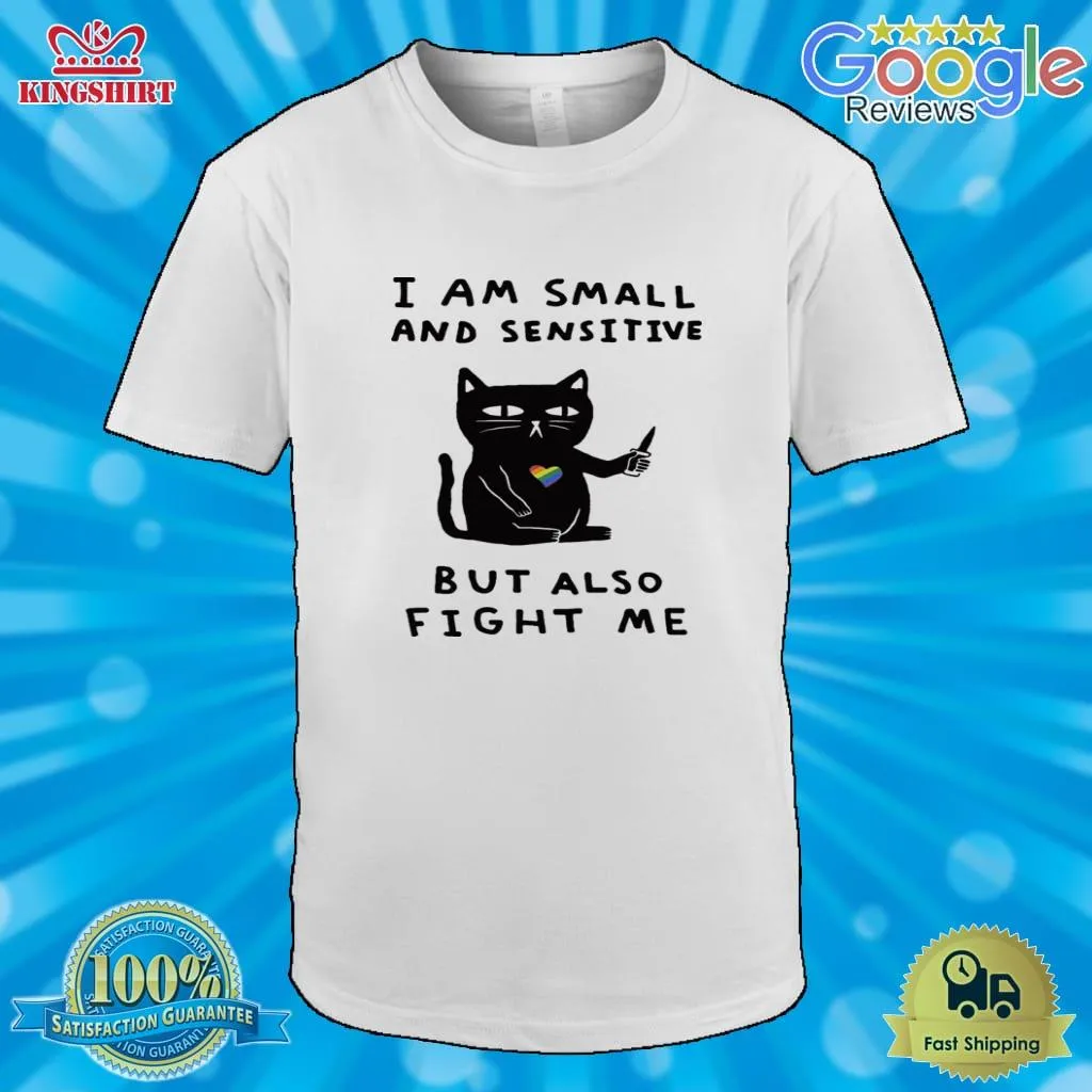 Free Style Black Cat Heart LGBT I Am Small And Sensitive But Also Fight Me Shirt Women T-Shirt
