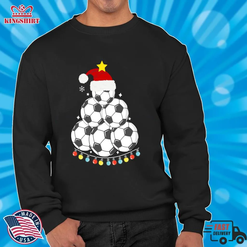 Hot Funny Soccer Christmas Tree Lights Soccer Lover  Pullover Sweatshirt Shirt