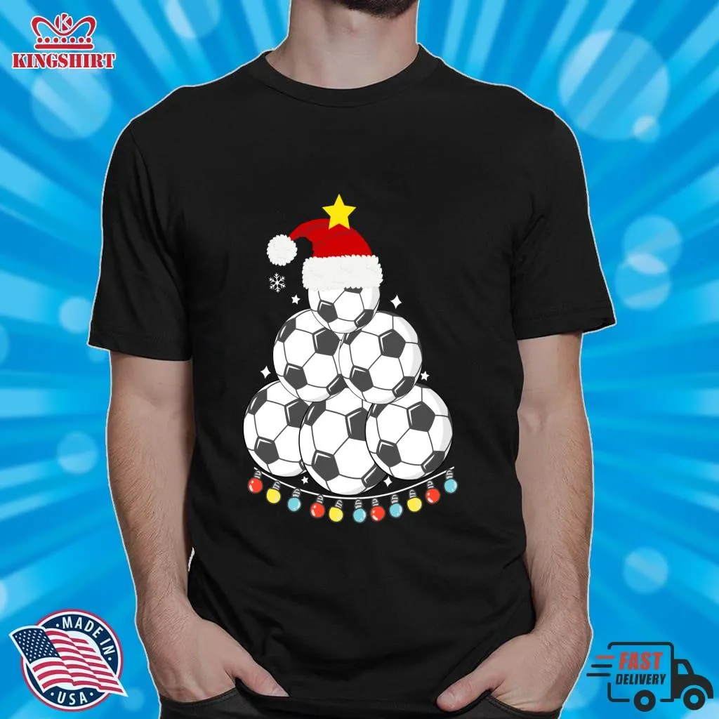 Hot Funny Soccer Christmas Tree Lights Soccer Lover  Pullover Sweatshirt Shirt