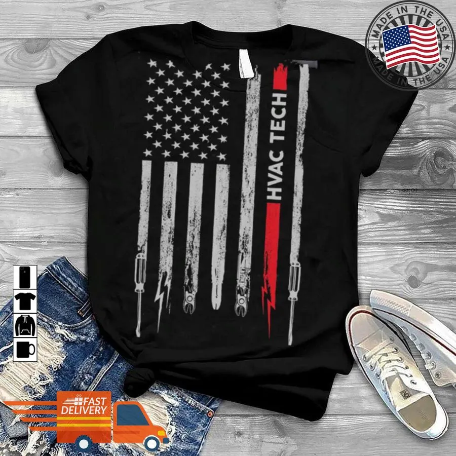 Be Nice Hvac Tech With American Flag Shirt Men T-Shirt