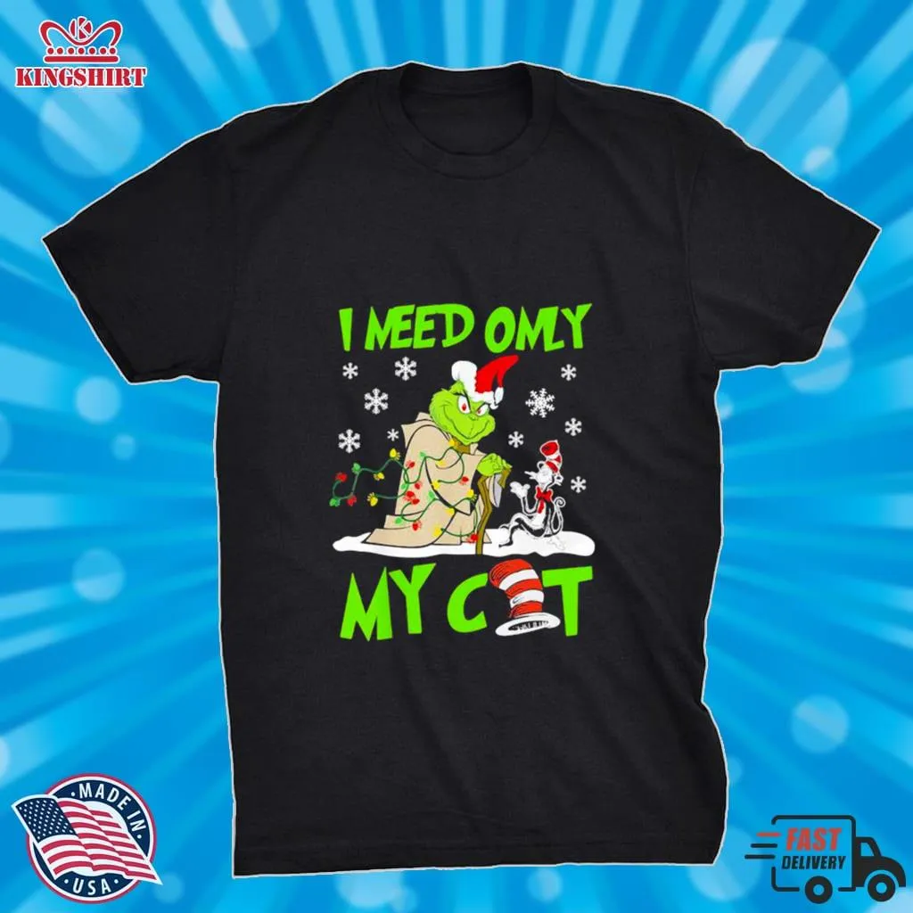 Vintage I Need Only My Cat Grinch Santa Reindeer Xmas Shirt Youth T-Shirt