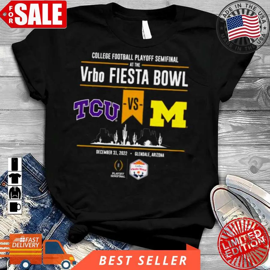 Scrappy tee Free Style Michigan Wolverines 2022 College Football Playoff Fiesta Bowl Head To Head Black T Shirt Unisex Tshirt Printed T-shirt for Men
