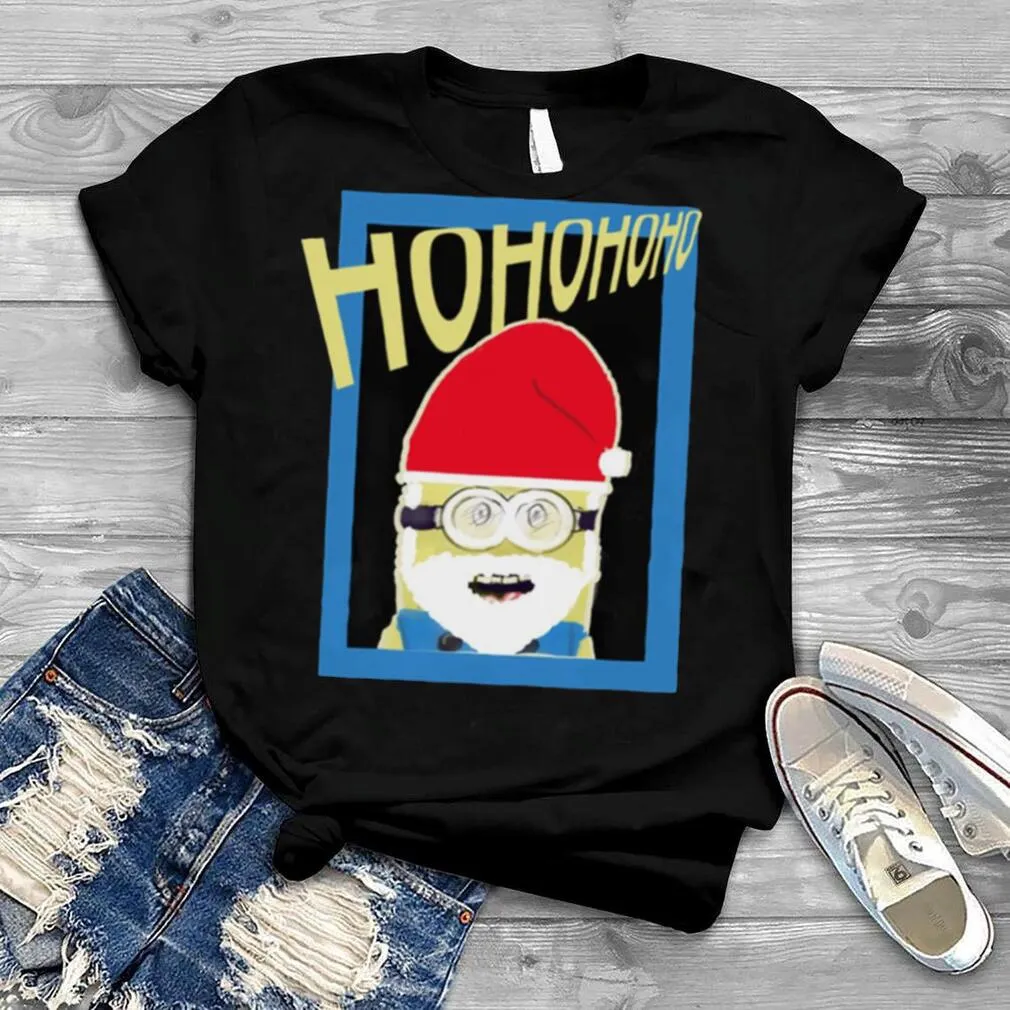 Awesome Minion Wearing Santa Claus Hat Ho Ho Ho Shirt Long Sleeve