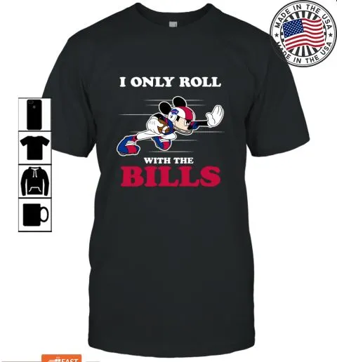 Romantic Style Nfl Mickey Mouse I Only Roll With Buffalo Bills V-Neck Unisex