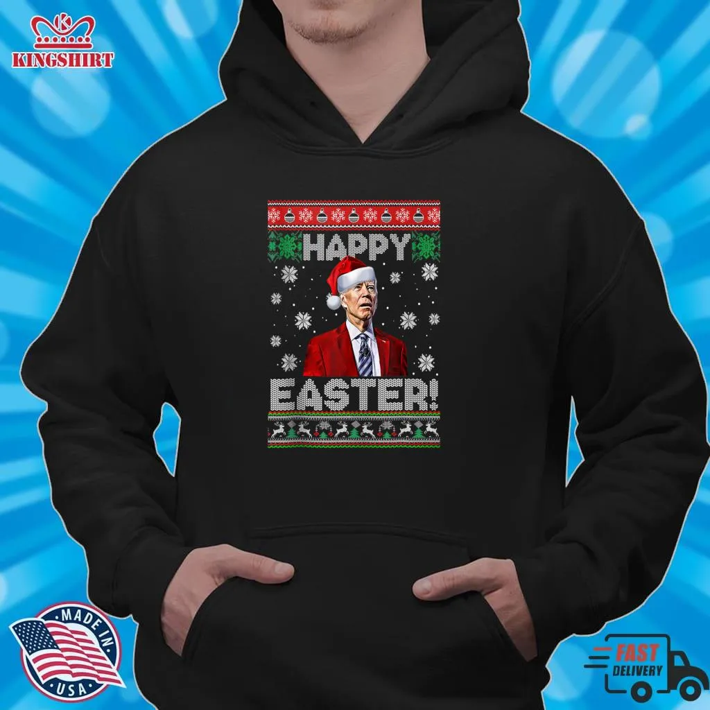 Romantic Style Funny Joe Biden Happy Easter Ugly Christmas Lightweight Sweatshirt Unisex Tshirt
