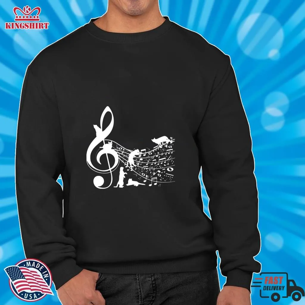 Oh Cat And Note Music Shirt Long Sleeve