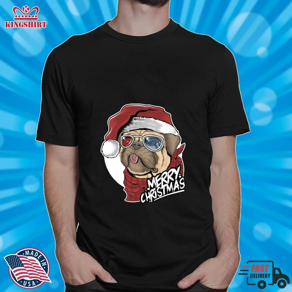 Be Nice Christmas 2022 Cute Pug Wearing Cool Glasses Shirt Plus Size