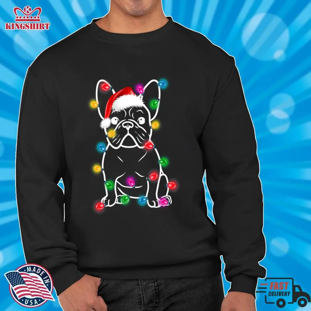 Best Funny French Bulldog Dog Tree Christmas Lights Xmas Pajama Classic T Shirt Plus Size