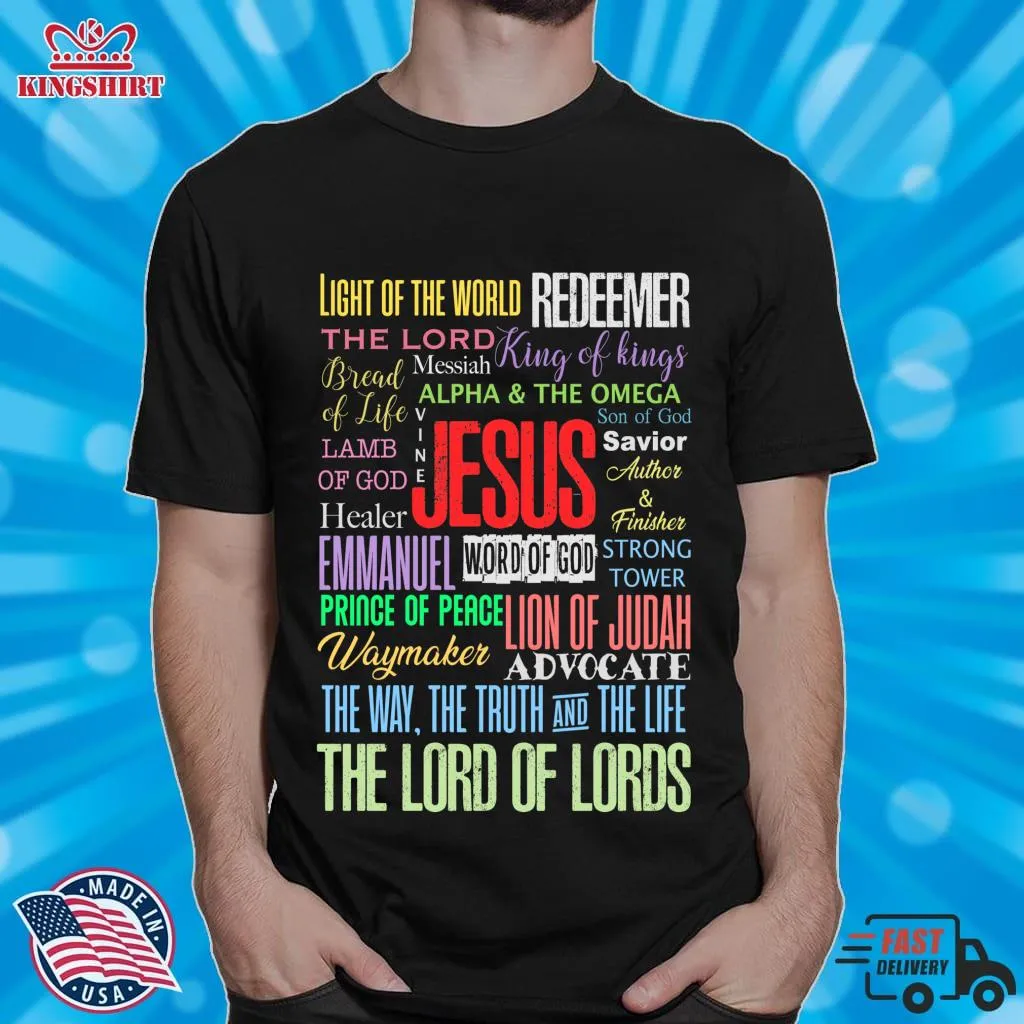 Vintage Names Of Jesus   Christian  Classic T Shirt Size up S to 4XL