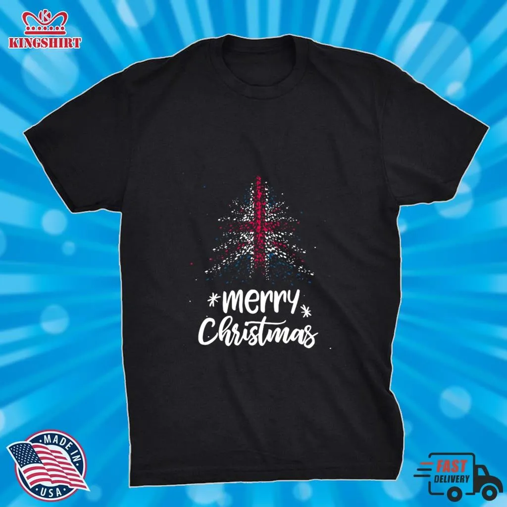 Oh Tree England Flag Merry Christmas Shirt Size up S to 4XL
