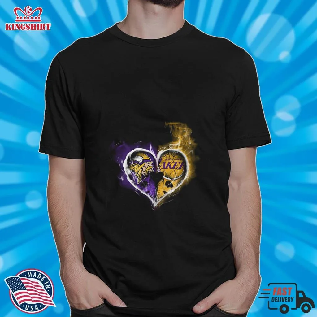Top Heart Minnesota Vikings And Los Angeles Lakers Shirt Men T-Shirt