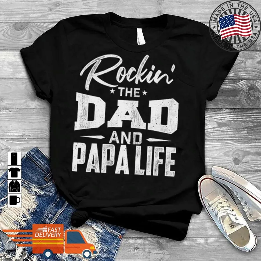 The cool Rockin The Dad And Papalife Shirt Tank Top Unisex