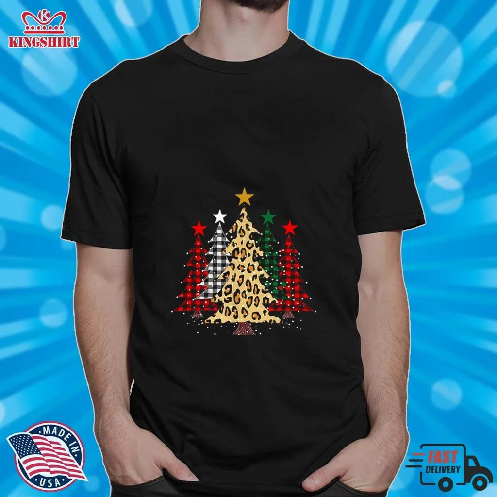 Official Buffalo Plaid And Leopard Christmas Tree Shirt Shirt