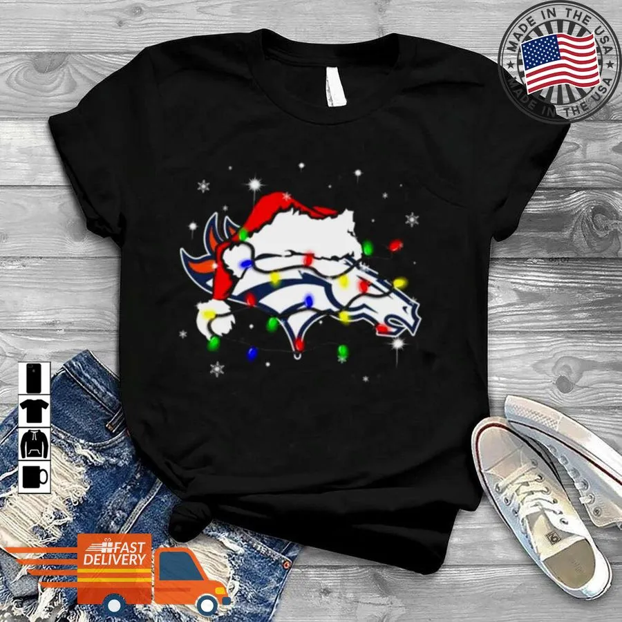 Oh Santa Denver Broncos Logo Lights Christmas Shirt Long Sleeve