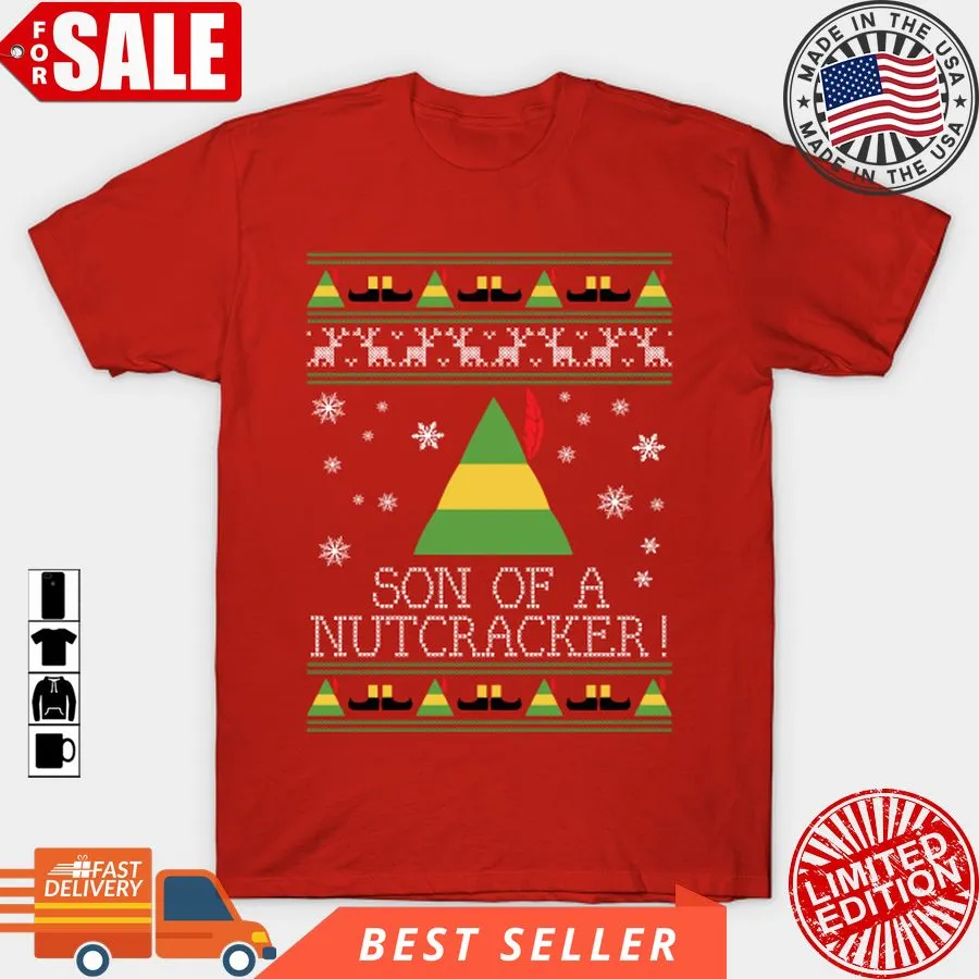 Best Son Of A Nutcracker Elf Quote Christmas Knit T Shirt, Hoodie, Sweatshirt, Long Sleeve Plus Size