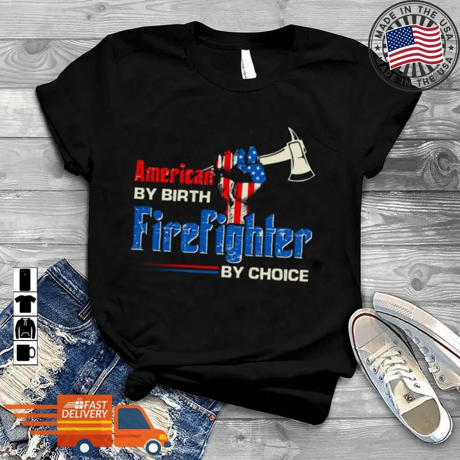 Vintage Strong Hand American By Birth Firefighter By Choice American Flag Shirt Youth T-Shirt