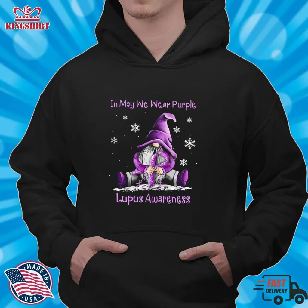 Love Shirt Gnome I May We Wear Purple Lupus Awareness Shirt Youth Hoodie