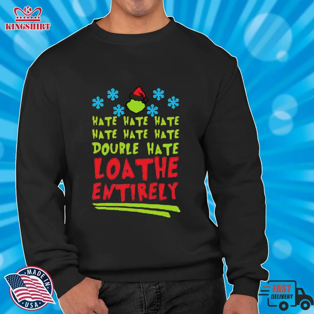 Vintage Hate Hate Hate Double Hate Loathe Entirely Hat Santa Grinch Xmas Shirt Youth T-Shirt