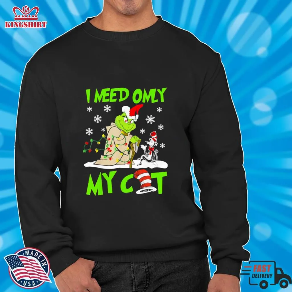 Vintage I Need Only My Cat Grinch Santa Reindeer Xmas Shirt Youth T-Shirt