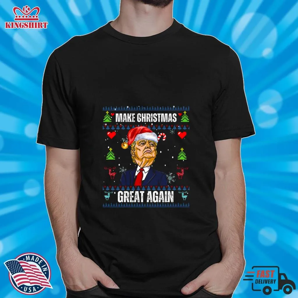 Romantic Style Make Christmas Great Again Christmas Gift Funny Trump Happy Holidays USA Shirt V-Neck Unisex