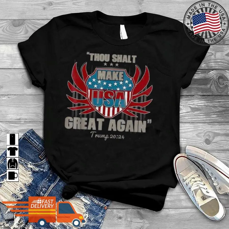 Love Shirt Thou Shalt Make Usa Great Again Trump 2024 American Flag Shirt Youth Hoodie