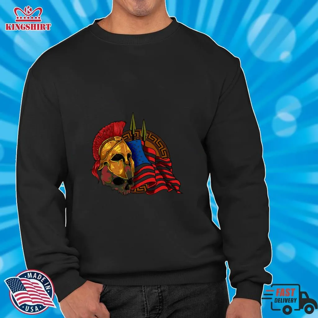 The cool Skulls Spartan Armor Skull American Flag Shirt Unisex Tshirt
