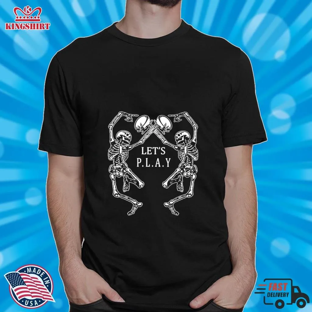 Romantic Style LetS Play Rugby Skeleton Shirt V-Neck Unisex