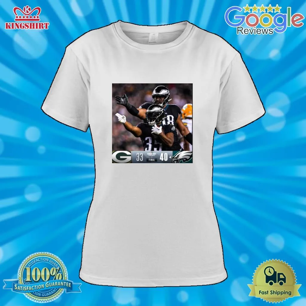 Awesome Philadelphia Eagles 40 33 Green Bay Packers NFL 2022 The Game Final Score Shirt Size up S to 4XL