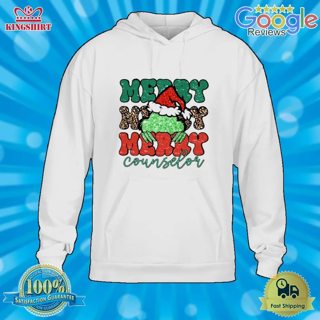 Free Style Santa Grinch Merry Counselor Christmas Leopard 2022 Shirt Unisex Tshirt