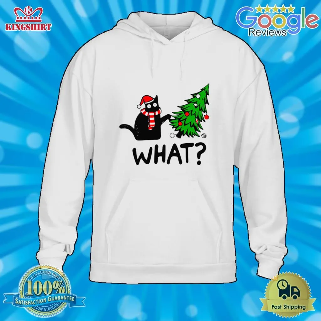 Oh Black Cat What Merry Christmas Tree Shirt Long Sleeve