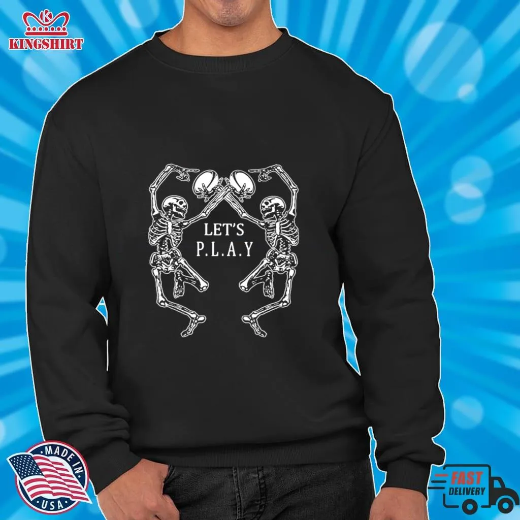 Romantic Style LetS Play Rugby Skeleton Shirt V-Neck Unisex