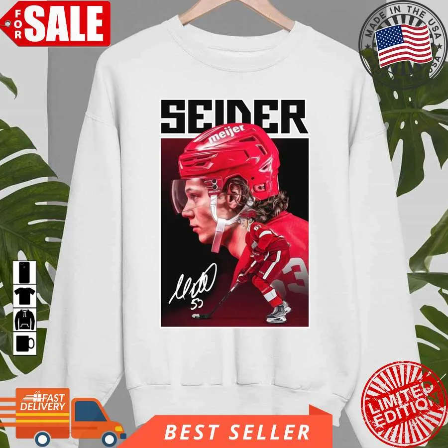 Oh White Signature Moritz Seider Detroit Red Wings Unisex Sweatshirt Size up S to 4XL