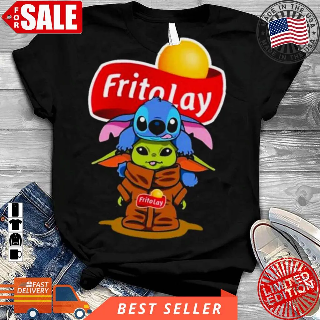 Baby Stitch And Baby Yoda Papa Fritolay Logo Shirt Slim Fit T-shirt