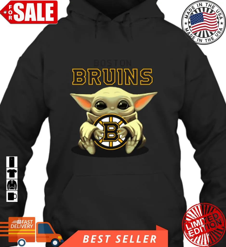 Hot Baby Yoda Hugs The Boston Bruins Ice Hockey Hoodie  Shirt