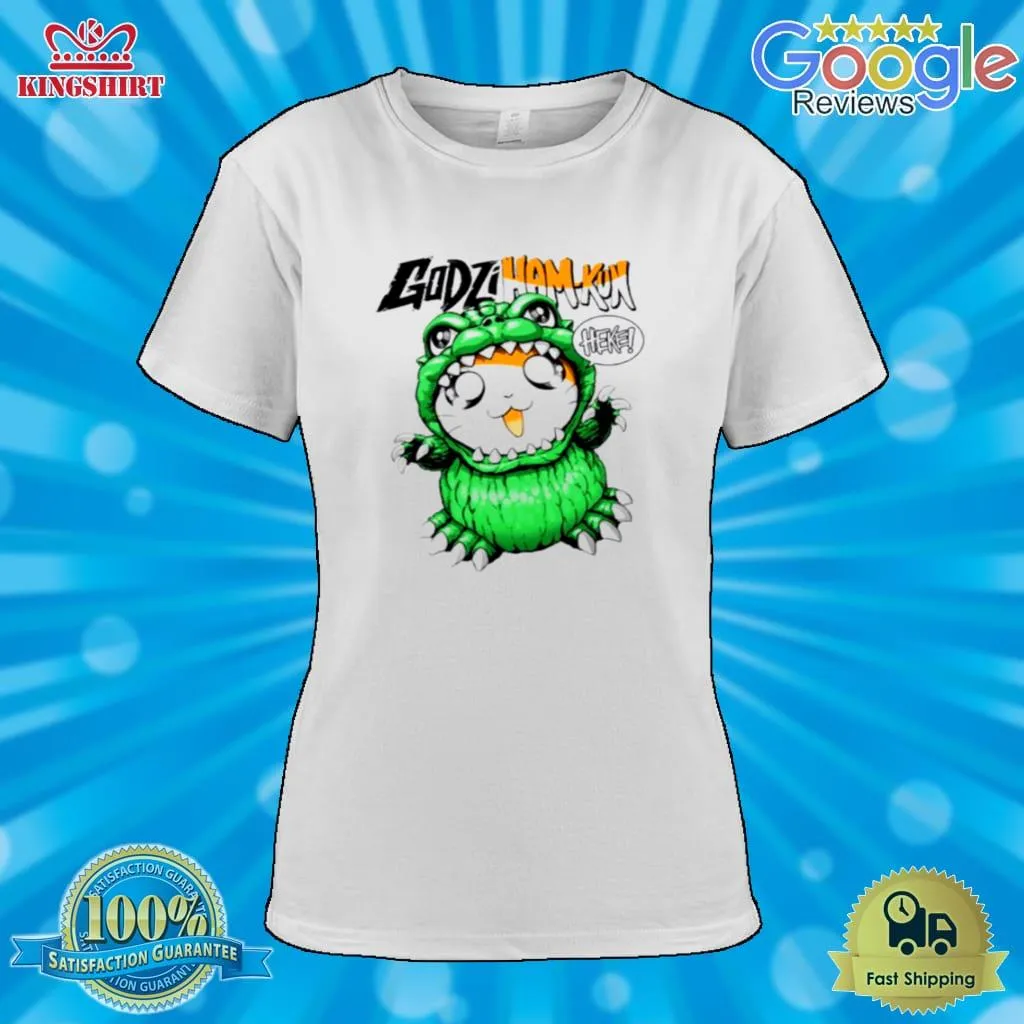 Gojiham Kun Godzilla X Hamtaro Funny Shirt slim fit t-shirt