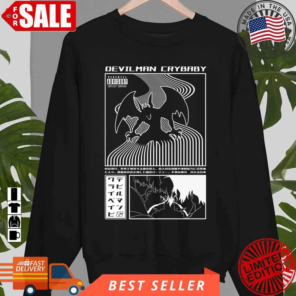 Black White Devilman Crybaby Unisex Sweatshirt Cotton T-shirt