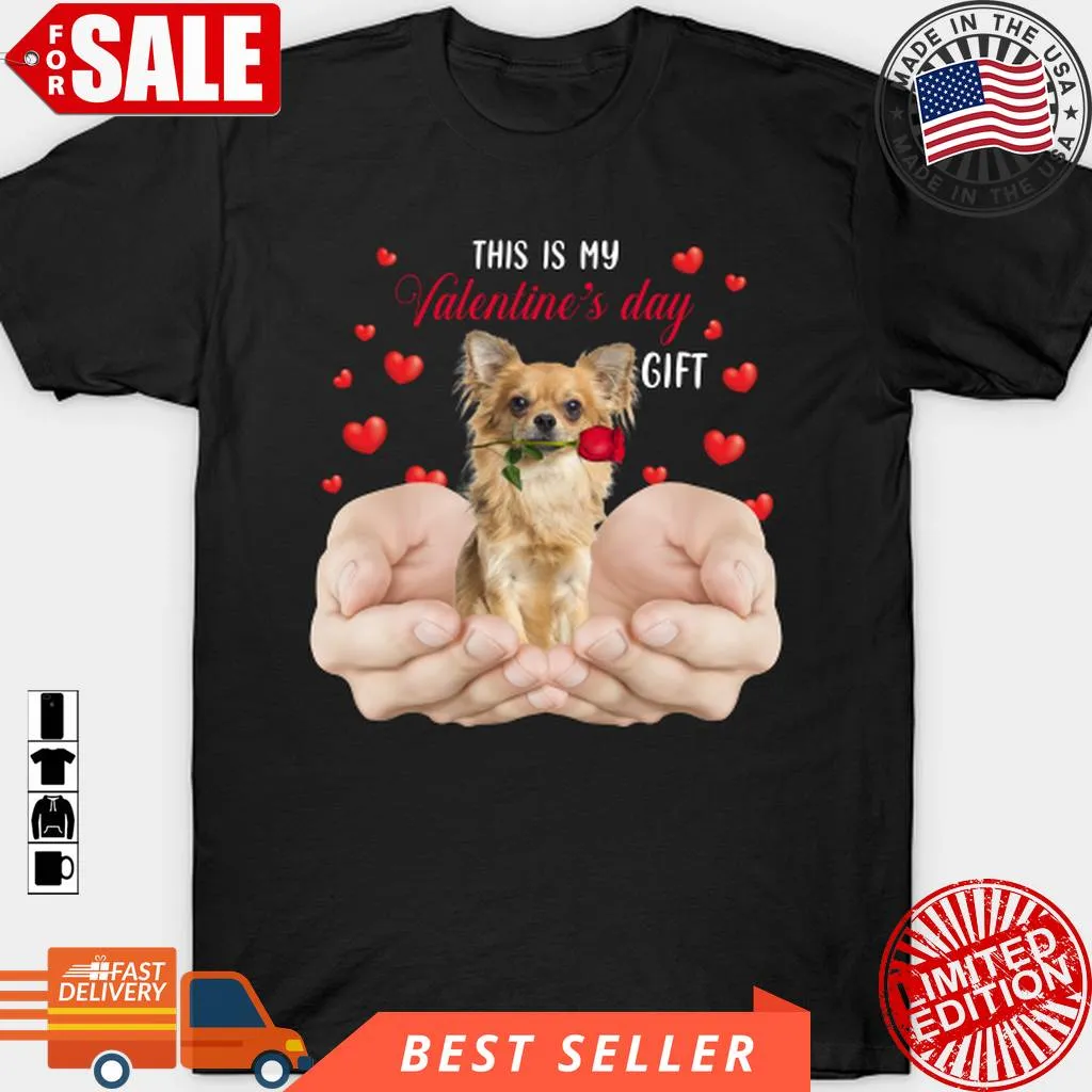 Cute Long Haired Tan Chihuahua This Is My Valentine's Day Matching T Shirt, Hoodie, Sweatshirt, Long Sleeve Plus Size