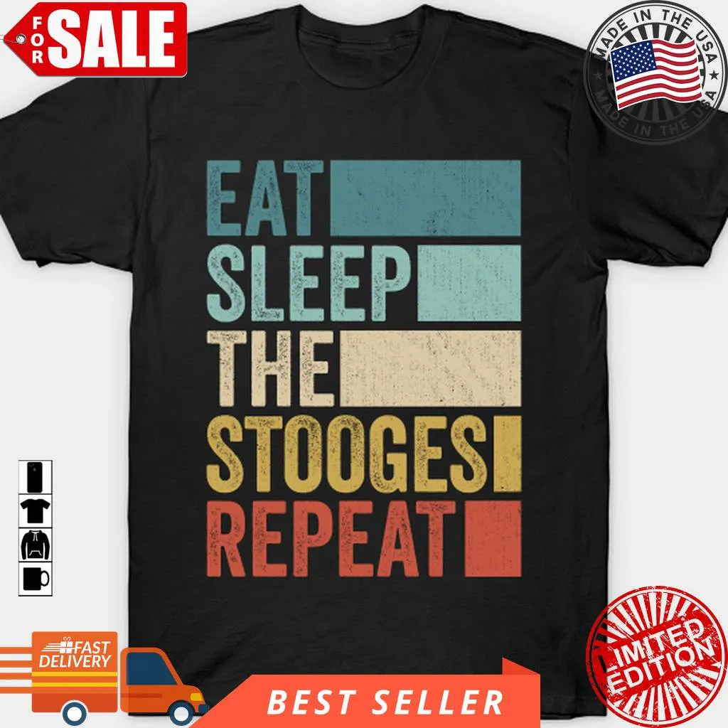Funny Eat Sleep Stooges Name Repeat Retro Vintage T Shirt, Hoodie, Sweatshirt, Long Sleeve Vintage T-shirt