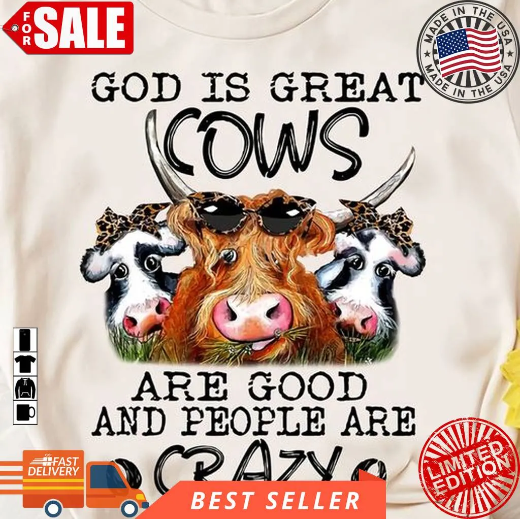 God Is Great Cows Are Good And People Are Crazy Leopard Bandana Cows Vintage T-shirt