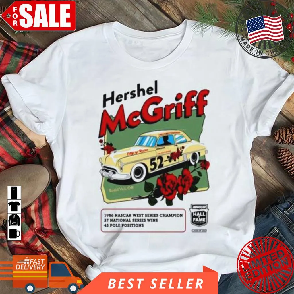 Hershel Mcgriff Checkered Flag Nascar Hall Of Fame Class Of 2023 Inductee T Shirt Vintage T-shirt