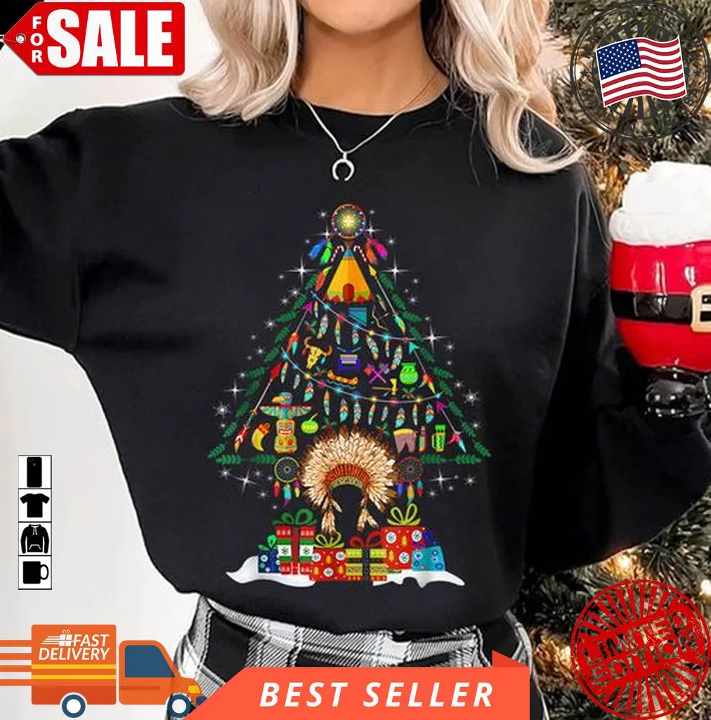 Hot Native American Headgear Christmas Tree Shirt