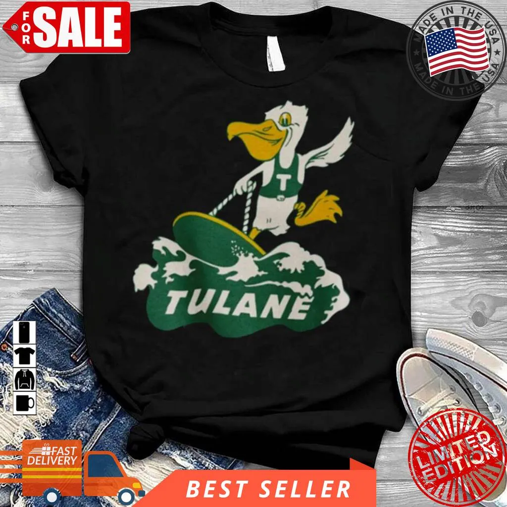 Vintage Duck Tulane Green Wave Football T Shirt Slim Fit T-shirt