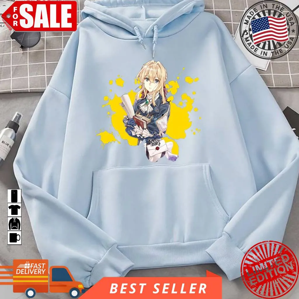 Yellow Painting Violet Evergarden Anime Unisex Hoodie Size up S to 4XL