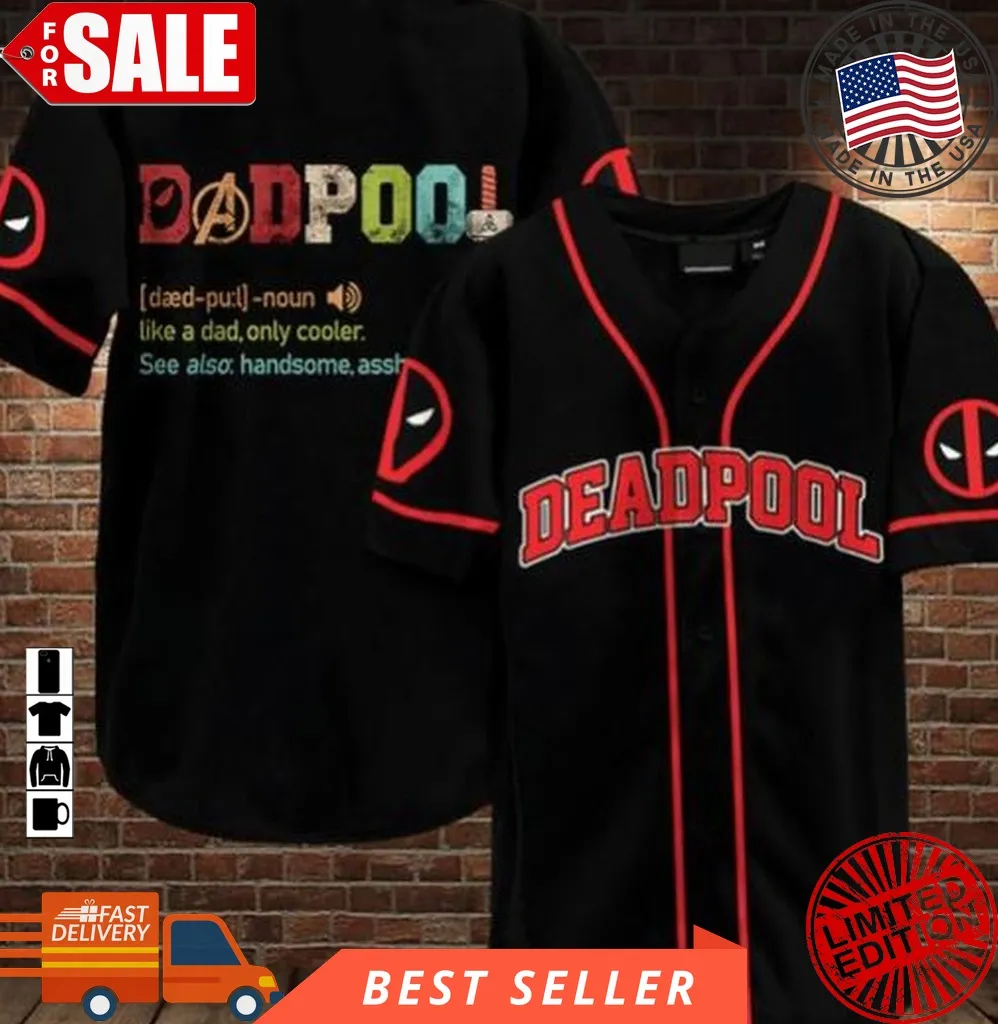 Awesome Deadpool Dad From Daughter Fathers Day Jersey Deadpool Closed Hand Heart Baseball Jersey Size up S to 4XL